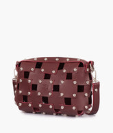 Burgundy rivet cross-body bag